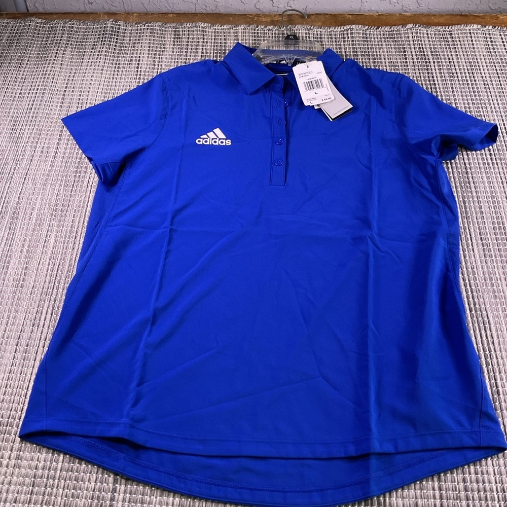 Adidas Womens STM Polo Shirt Royal Blue Short Sleeve Athletic Golf HG7477 Large